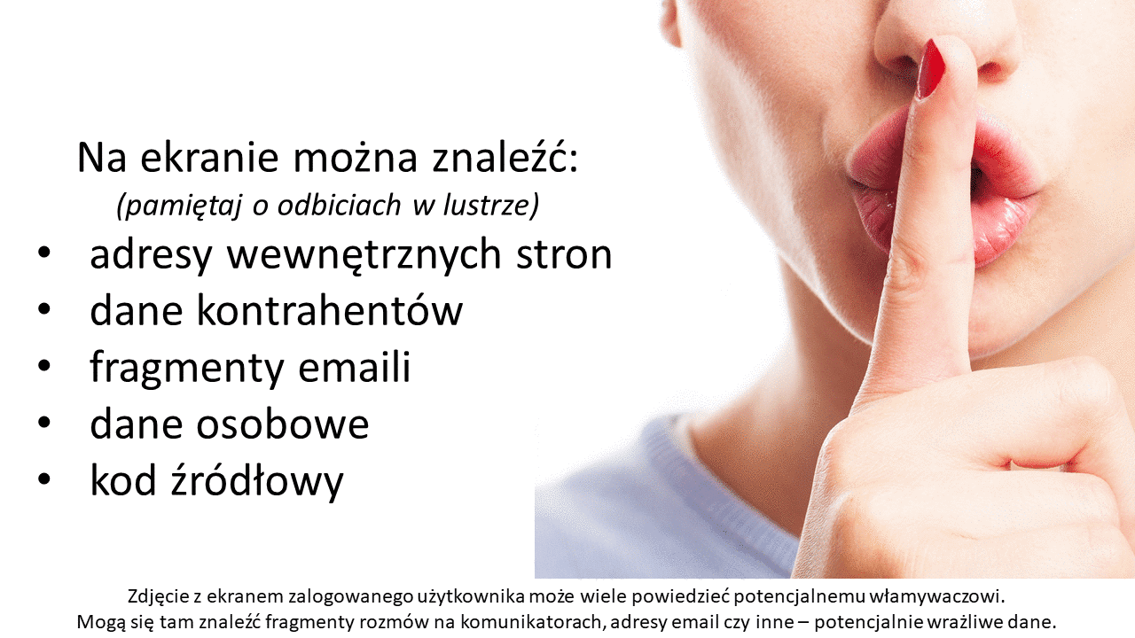 Na ekranie komputera mogą znajdować się wrażliwe dane